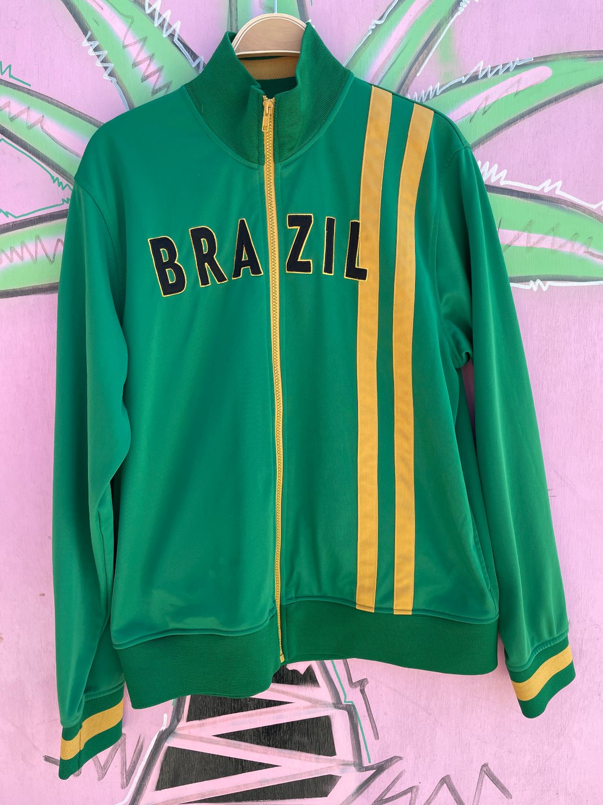 URBAN UP BRAZIL SOCCER ZIP UP TRACK JACKET in GREEN, YELLOW