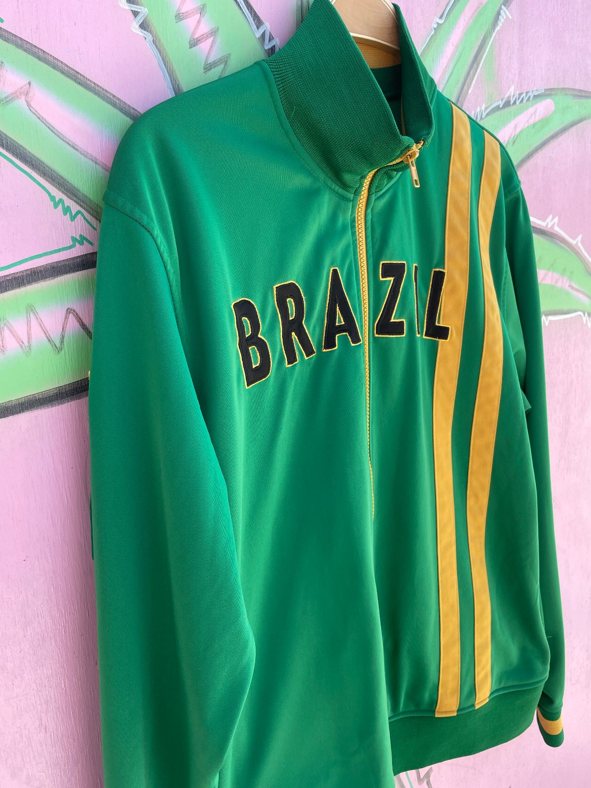 URBAN UP BRAZIL SOCCER ZIP UP TRACK JACKET in GREEN, YELLOW