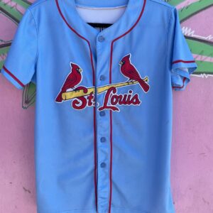 MLB ST LOUIS CARDINALS #46 GOLDSCHMIDT BUTTON UP BASEBALL JERSEY in BABY BLUE