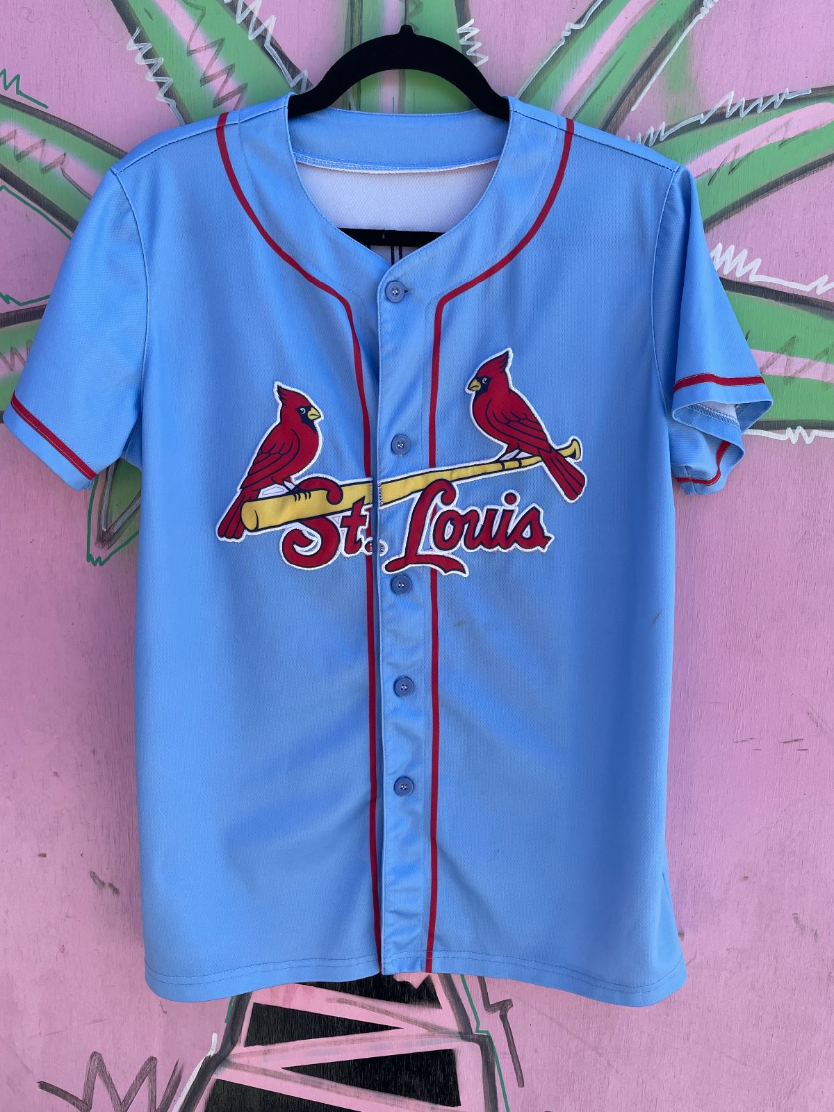 MLB ST LOUIS CARDINALS #46 GOLDSCHMIDT BUTTON UP BASEBALL JERSEY in BABY BLUE