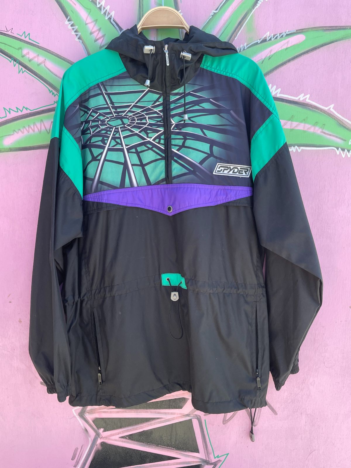 SPYDER 1993 JUNIOR OLYMPIC USSA SPYDER SKI JACKET in BLACK, TEAL