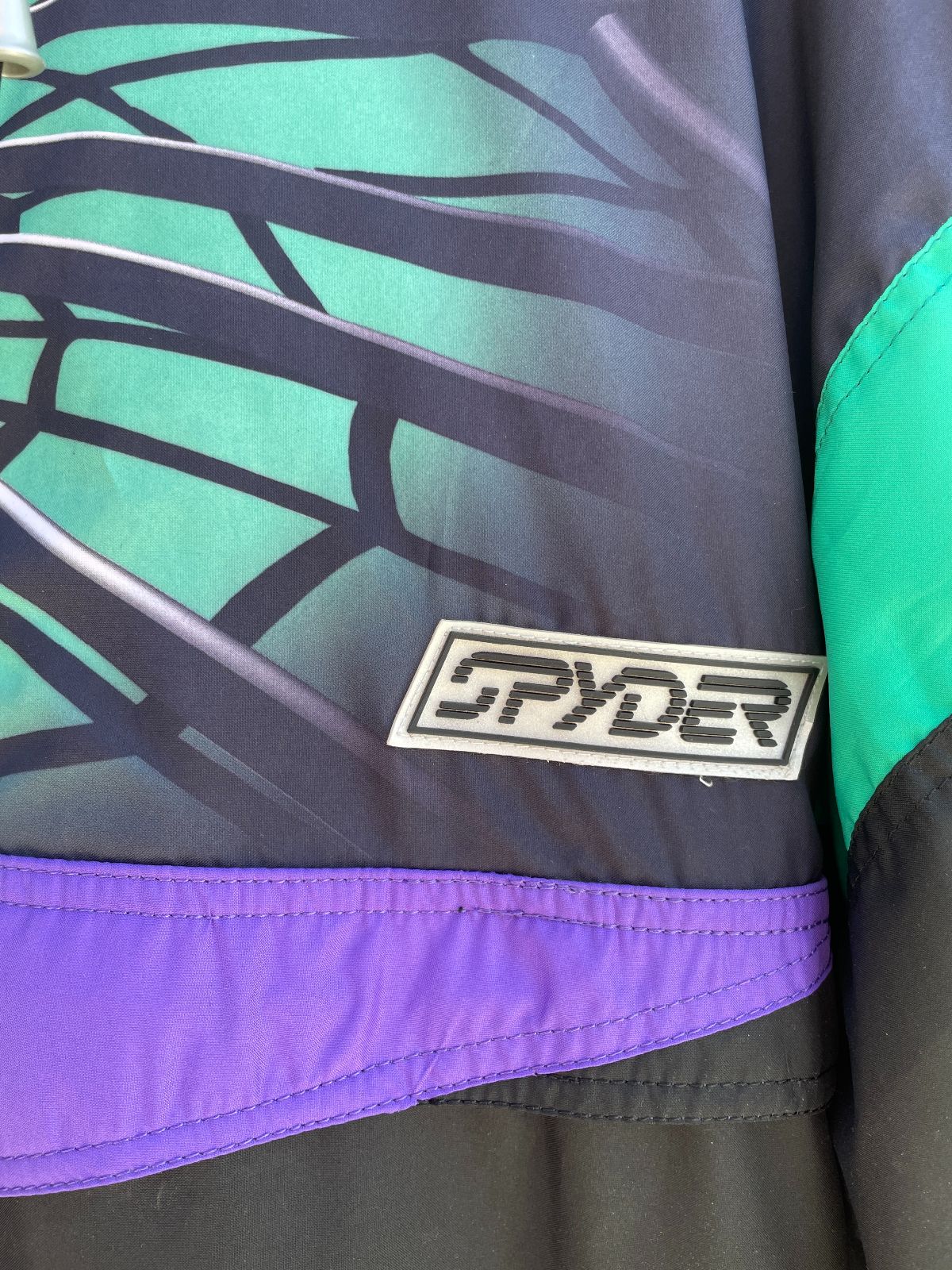 SPYDER 1993 JUNIOR OLYMPIC USSA SPYDER SKI JACKET in BLACK, TEAL
