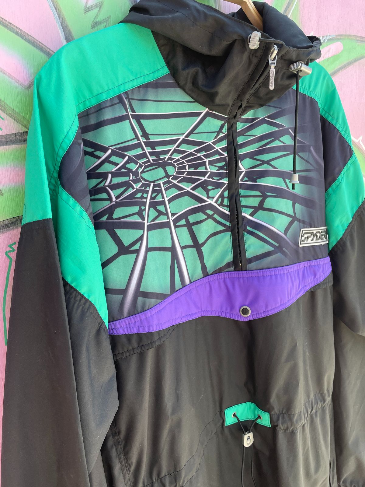 SPYDER 1993 JUNIOR OLYMPIC USSA SPYDER SKI JACKET in BLACK, TEAL