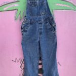 Y2K PERFECTLY DISTRESSED MEDIUM WASH FLARED DENIM OVERALLS