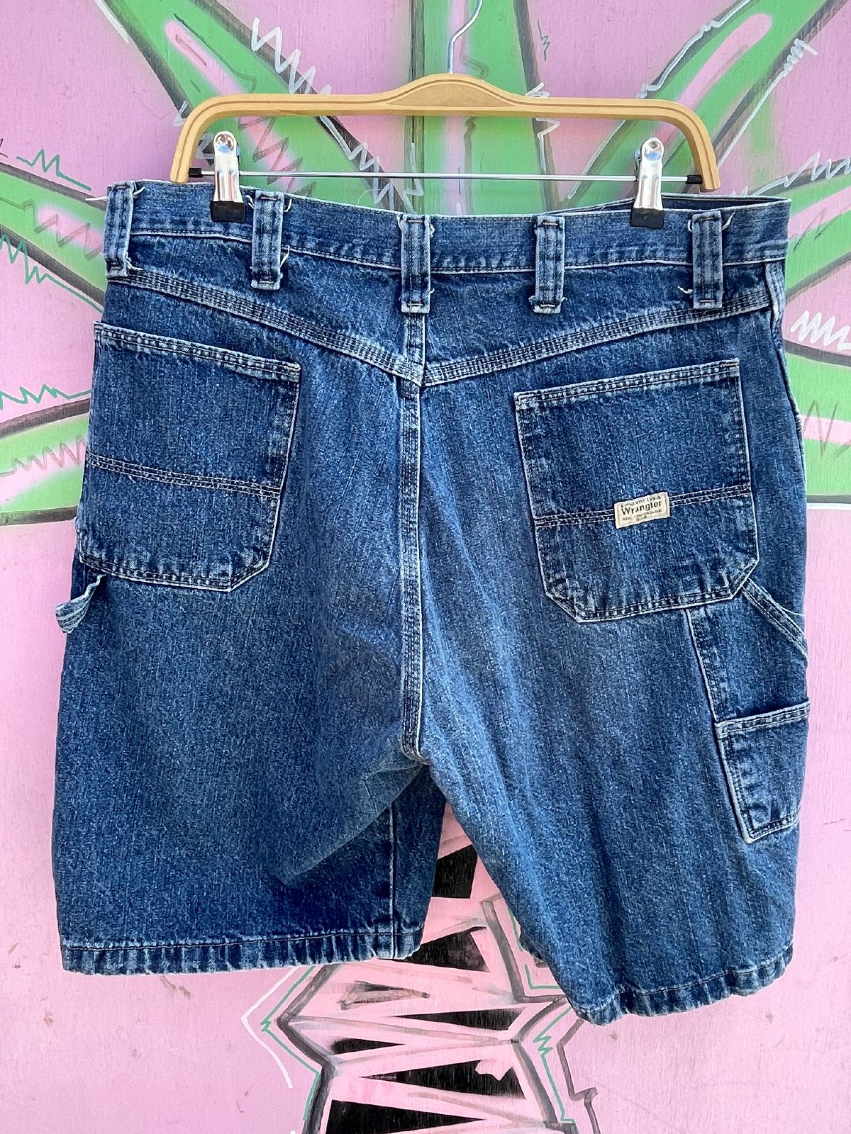 WRANGLER 1990S MADE IN MEXICO WRANGLER DENIM CARPENTER SHORTS in BLUE