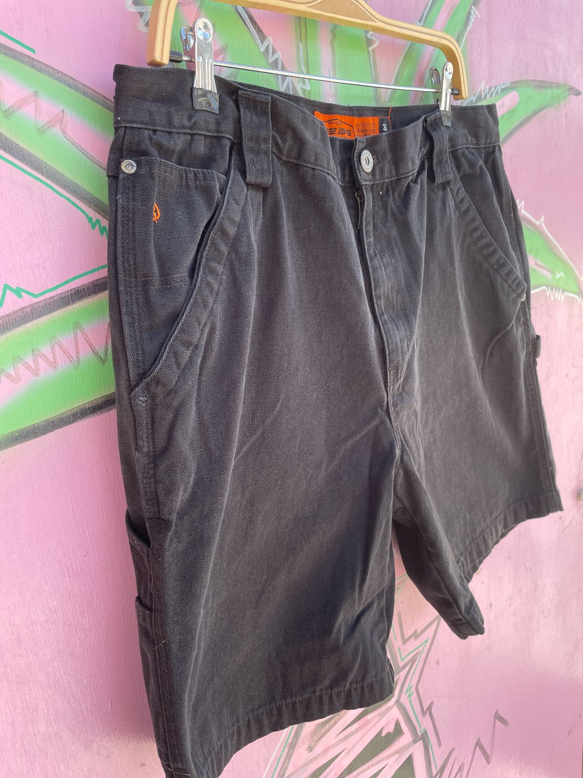 JESSE JONES BLACK WORKWEAR CANVAS CARPENTER SHORTS in BLACK