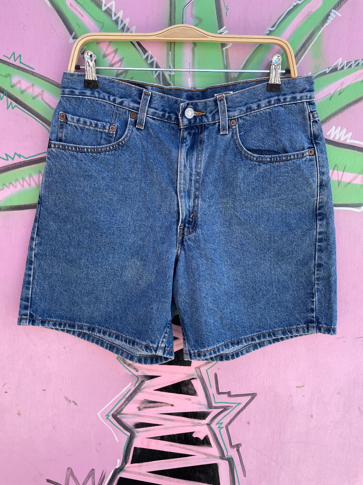 LEVIS 1990S MADE IN MEXICO LEVIS 550 DENIM JEAN SHORTS in BLUE