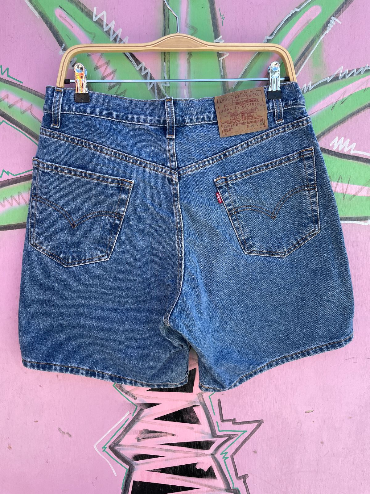 LEVIS 1990S MADE IN MEXICO LEVIS 550 DENIM JEAN SHORTS in BLUE