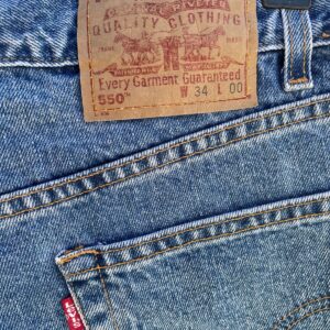 LEVIS 1990S MADE IN MEXICO LEVIS 550 DENIM JEAN SHORTS in BLUE