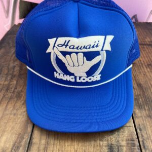 HAWAIIAN HEADWEAR HAWAII HANG LOOSE SNAPBACK TRUCKER HAT in BLUE, WHITE