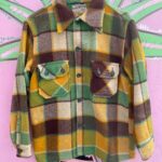 BRIGHT! 1950S 100% WOOL HEAVY FLANNEL JACKET – DOUBLE FRONT CHEST POCKETS