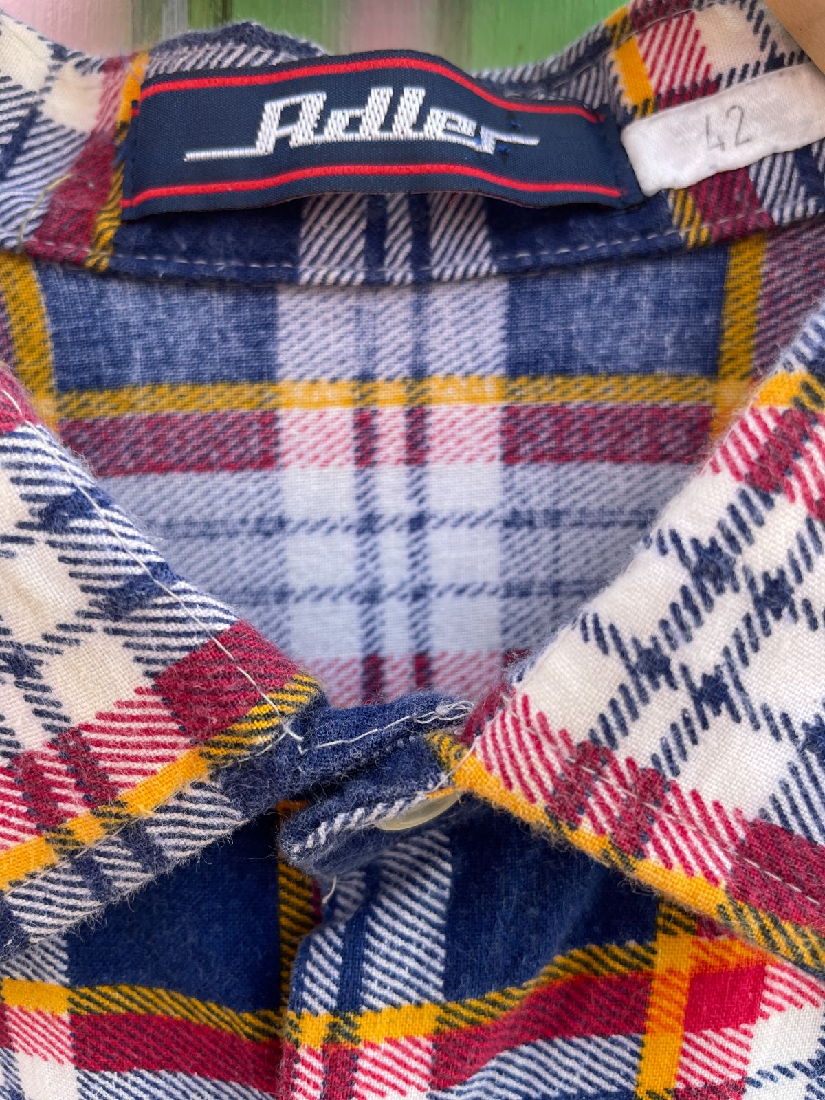 ADLER PLAID FLANNEL BUTTON UP SHIRT in BLUE, WHITE, RED, YELLOW