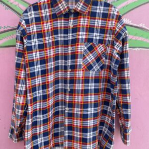ADLER PLAID FLANNEL BUTTON UP SHIRT in BLUE, WHITE, RED, YELLOW
