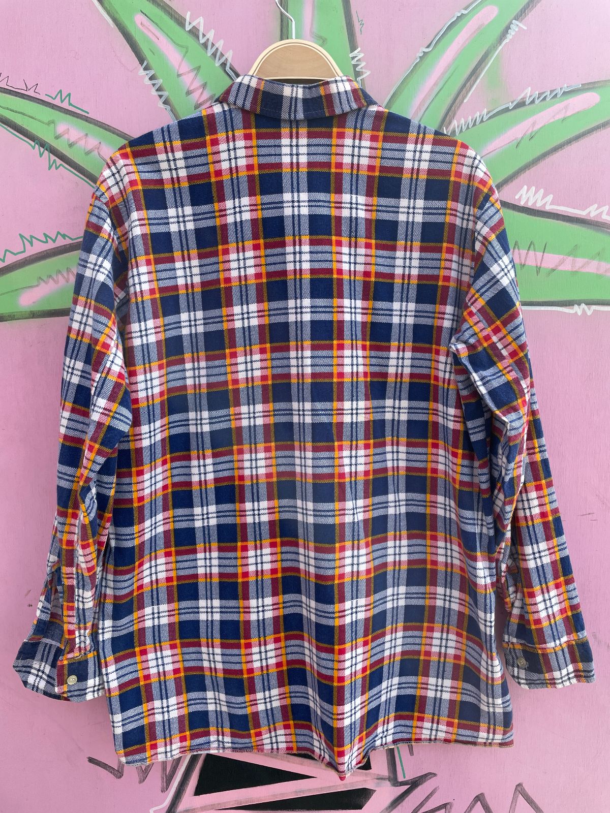 ADLER PLAID FLANNEL BUTTON UP SHIRT in BLUE, WHITE, RED, YELLOW