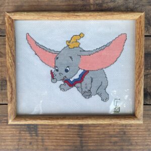 FRAMED 1982 DISNEY DUMBO NEEDLEPOINT ARTWORK