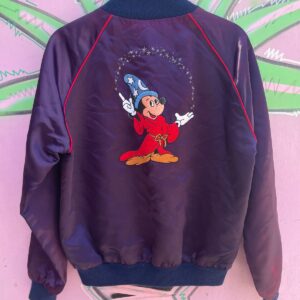 DISNEY AS-IS DISNEY MICKEY MOUSE SORCERER'S APPRENTICE FANTASIA EMBROIDERED SATIN JACKET in BLUE