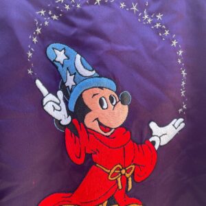 DISNEY AS-IS DISNEY MICKEY MOUSE SORCERER'S APPRENTICE FANTASIA EMBROIDERED SATIN JACKET in BLUE