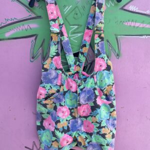 JIMMY-Z JIMMY Z FLORAL PRINT DENIM SHORTALLS in MULTI