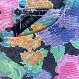 JIMMY-Z JIMMY Z FLORAL PRINT DENIM SHORTALLS in MULTI