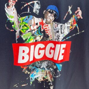100% COTTON BIGGIE SMALLS GRAFFITI COLLAGE GRAPHIC TSHIRT in BLACK, RED