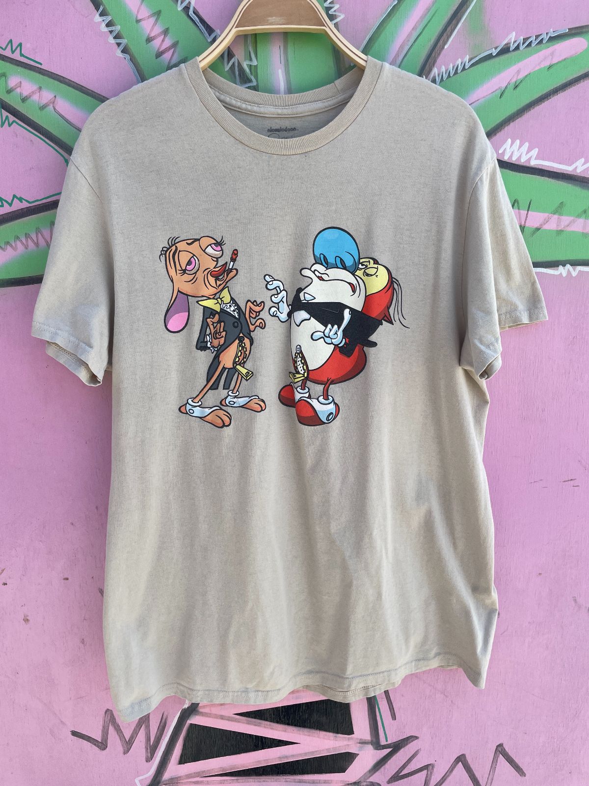 NICKELODEON REN AND STIMPY FANCY PANTS GRAPHIC TSHIRT in BEIGE, MULT