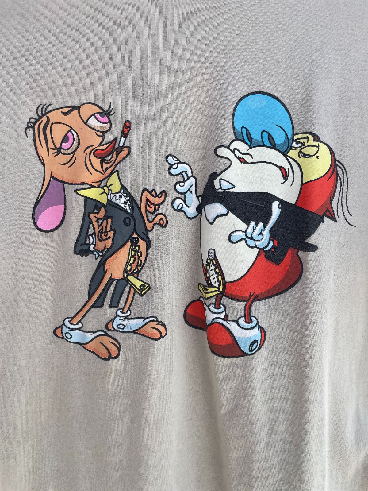 NICKELODEON REN AND STIMPY FANCY PANTS GRAPHIC TSHIRT in BEIGE, MULT