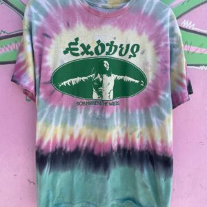 ZION COOL! BOB MARLEY & THE WAILERS EXODUS GRAPHIC PASTEL TIE DYE TSHIRT in GREEN