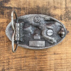 BERGAMOT BRASS WORKS 1983 BERGAMOT BRASS ENAMEL AMERICAN BALD EAGLE AND SHEILD BELT BUCKLE