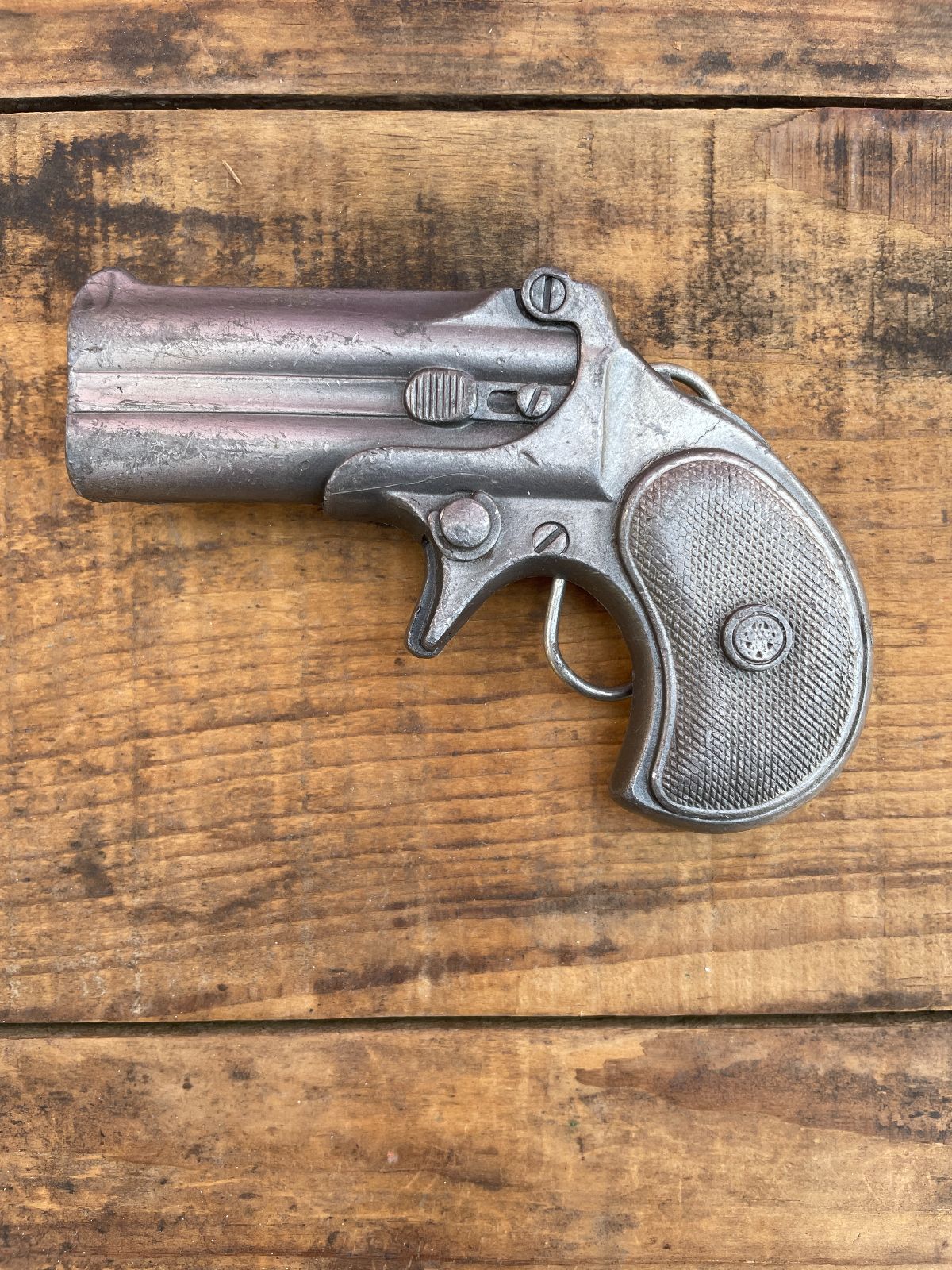 BERGAMOT BRASS WORKS 1978 BERGAMOT BRASS DERRINGER PISTOL BELT BUCKLE