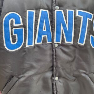 STARTER NFL NEW YORK GIANTS SATIN BUTTON UP JACKET in BLACK