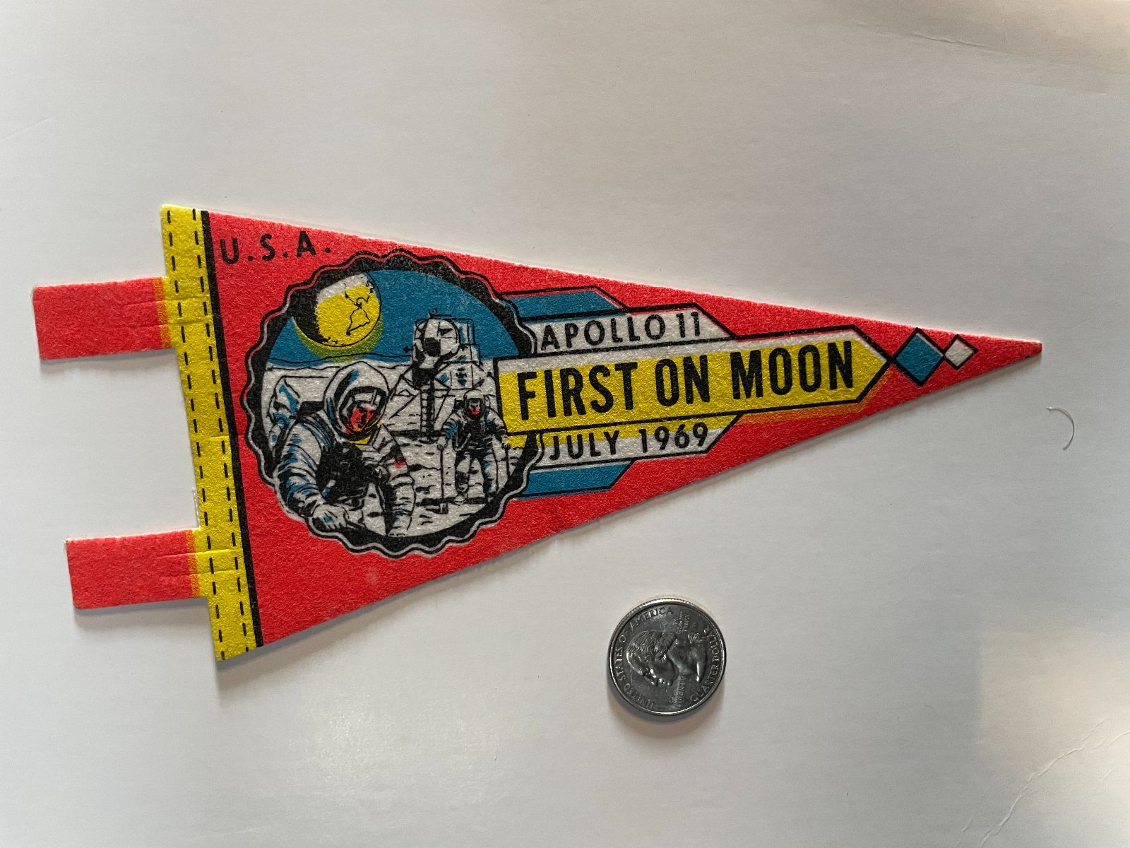 USA APOLLO 11 FIRST ON MOON MINI PENNANT