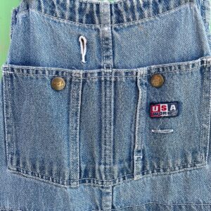 USA WORKS CLASSIC 1990S PAINT STAIN DISTRESSED PERFECTLY FADED BLUE JEAN OVERALLS