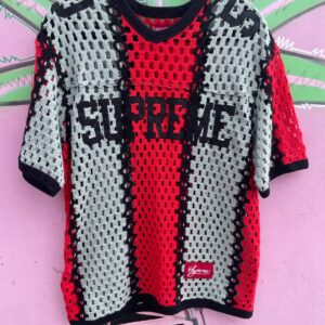 Supreme SUPREME WOVEN KNIT #50 SPORTS JERSEY in RED, GREY, BLACK