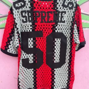 Supreme SUPREME WOVEN KNIT #50 SPORTS JERSEY in RED, GREY, BLACK