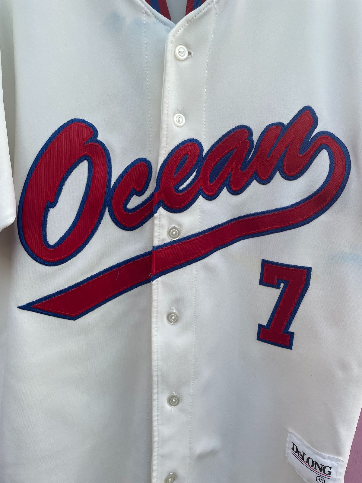 DELONG AS-IS OCEAN #7 BASEBALL JERSEY in WHITE