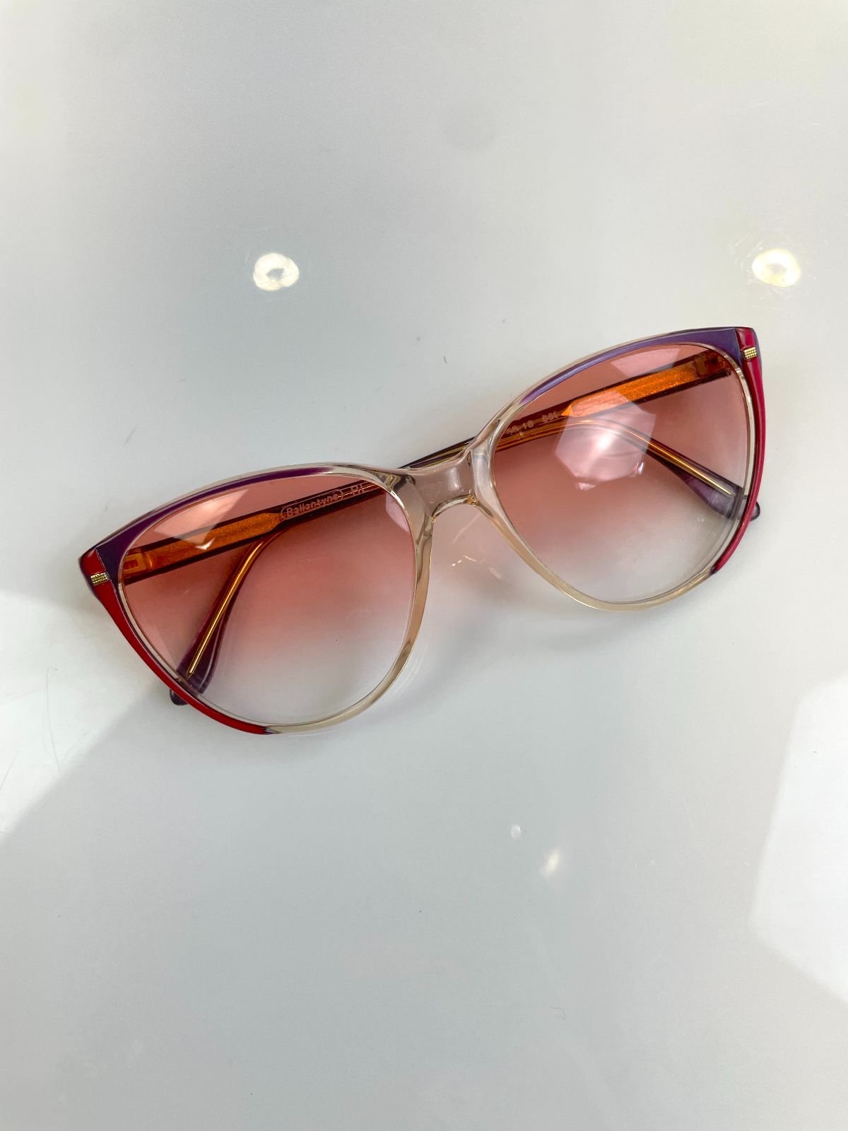 BALLANTYNE 1980S COLORBLOCK SUNGLASSES CUSTOM GRADIENT TINTED LENSES in PINK