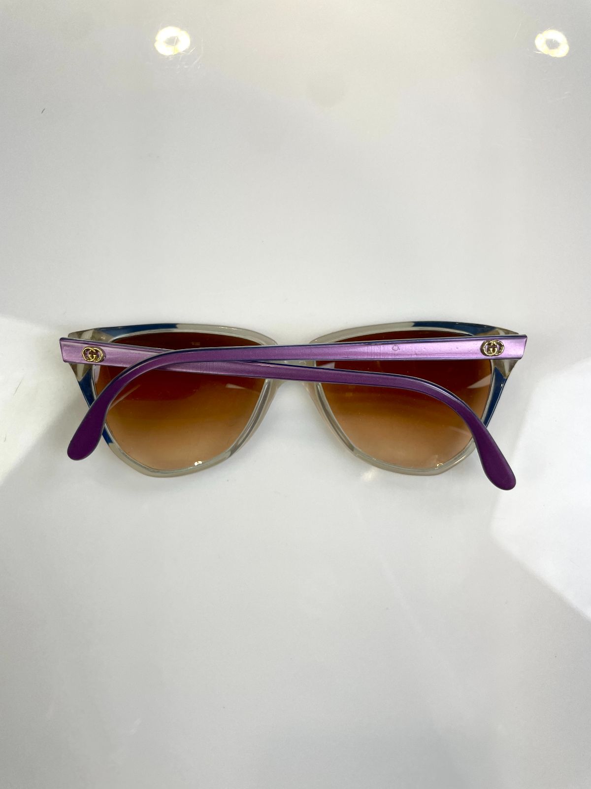 GUCCI 1980S GUCCI SUNGLASSES CUSTOM TINTED LENSES, GEOMETRIC DESIGN - MADE IN ITALY in PURPLE