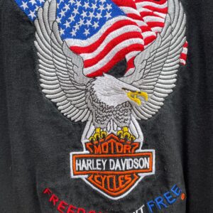 ALTAY EMBROIDERED HARLEY DAVIDSON T-SHIRT FREEDOM ISNT FREE in BLACK