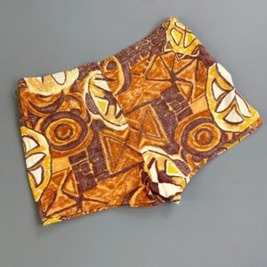 SEARS MADE IN JAPAN! 1960S-70S HAWAIIAN BARKCLOTH BATHING SUIT SHORTS, ZIPPER FLY in TAN