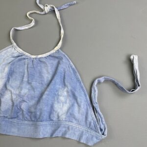 *AS-IS* ADORABLE! RETRO HANDMADE 100% COTTON TIE DYE BLEACHED OUT  HALTER TOP in BLUE, WHITE