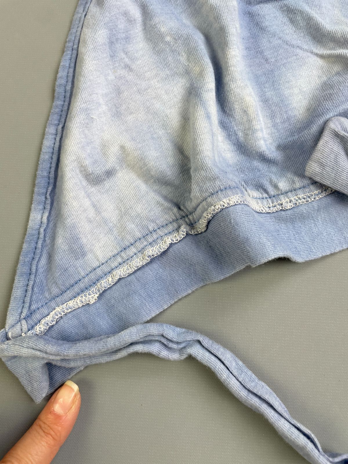 *AS-IS* ADORABLE! RETRO HANDMADE 100% COTTON TIE DYE BLEACHED OUT HALTER TOP in BLUE, WHITE