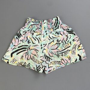 *AS-IS* 1980S 100% COTTON PASTEL PRINT SHORTS, ELASTIC WAIST - SMALL FIT in WHITE, BLUE, PINK