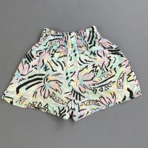 *AS-IS* 1980S 100% COTTON PASTEL PRINT SHORTS, ELASTIC WAIST - SMALL FIT in WHITE, BLUE, PINK