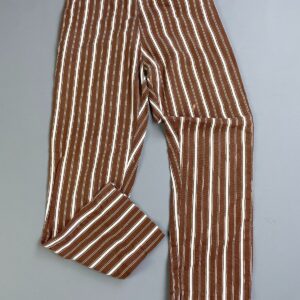 *AS-IS* SO CUTE! 1950S-60S VERTICAL STRIPED COTTON CIGARETTE PANTS in BROWN, WHITE