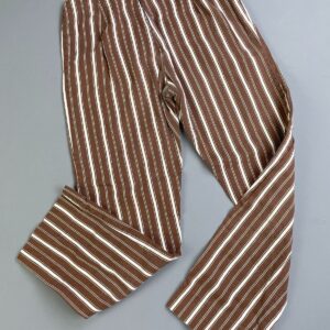*AS-IS* SO CUTE! 1950S-60S VERTICAL STRIPED COTTON CIGARETTE PANTS in BROWN, WHITE