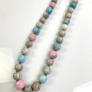 PASTEL COLORED STONE BEADS NECKLACE WITH SCREW BARREL CLASP in PINK, BLUE, GREY