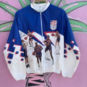 1992 OLYMPIC BASKETBALL DREAM TEAM TYVEK PAPER JACKET in BLUE, WHITE