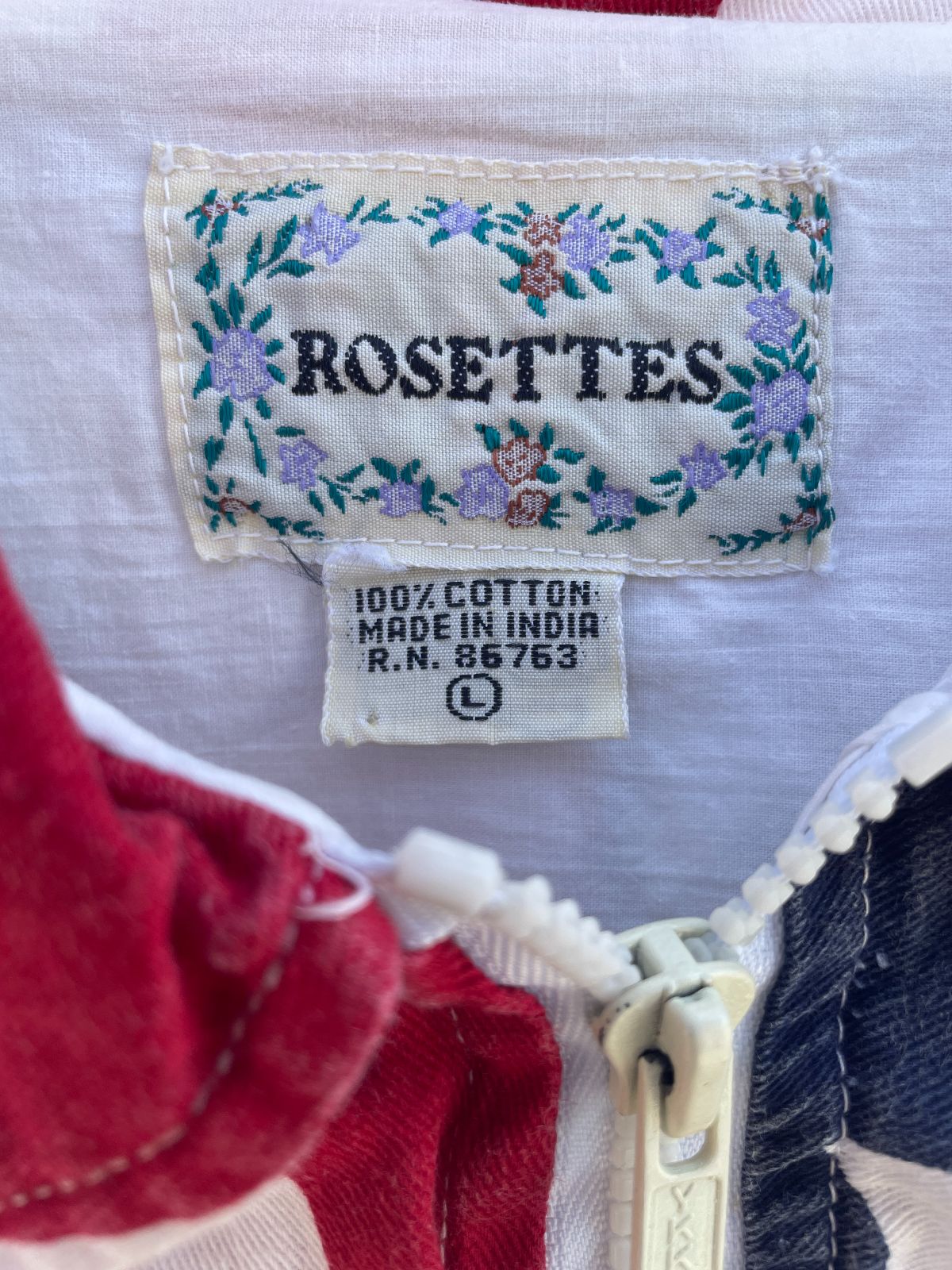 ROSETTES STARS AND STRIPES US FLAG ZIP-UP COTTON JACKET in RED, WHITE, BLUE