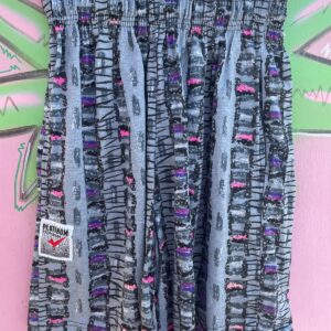 PLATINUM EVERYWEAR U.S.A GRAY MAGENTA LADDER DEADSTOCK NWT 1990S COTTON WORKOUT SHORTS W/ POCKETS in GRAY