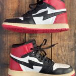 AS-IS REVES PARIS AIR KIY 85 JORDAN 1 VARSITY RED/WHITE/BLACK HIGHTOP SNEAKERS